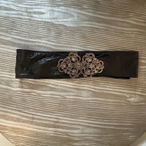 Vintage 80s Metal Decorative Clasp Belt Sz 4 - Picture 2 of 5